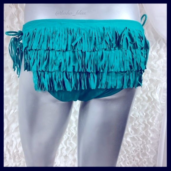 DESPI | Nordstrom Teal Fringe Tassel String Bikini Bottom NWT - Picture 6 of 6